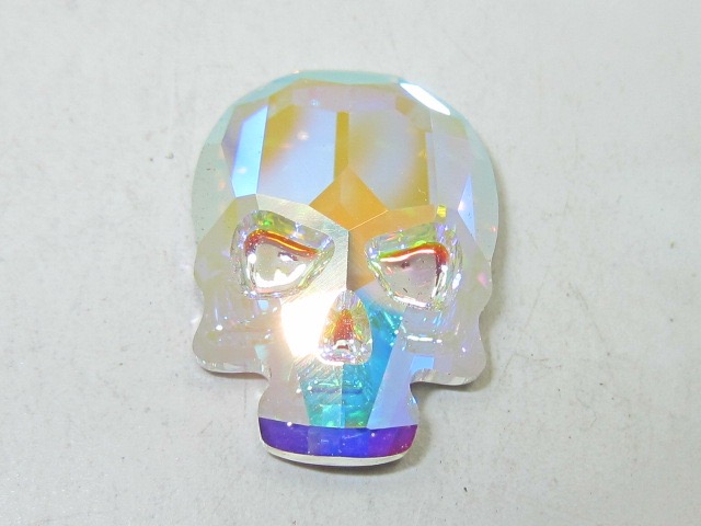 2 pcs. SKULL 18x14mm CRYSTAL AB BRILLIANCE FLATBACK Rhinestones